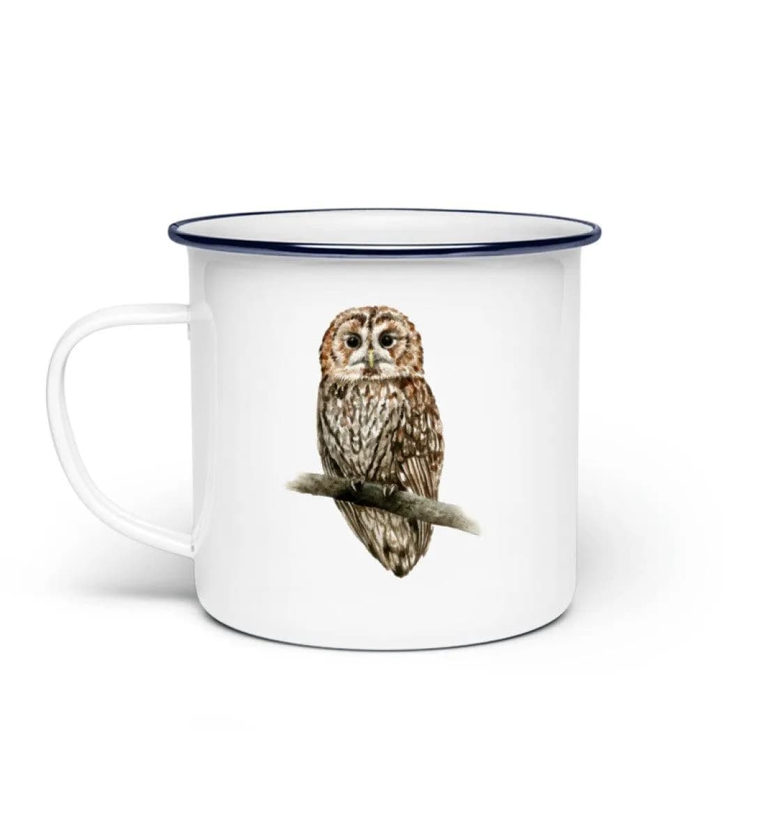 Owl Watercolor - Emaille Tasse
