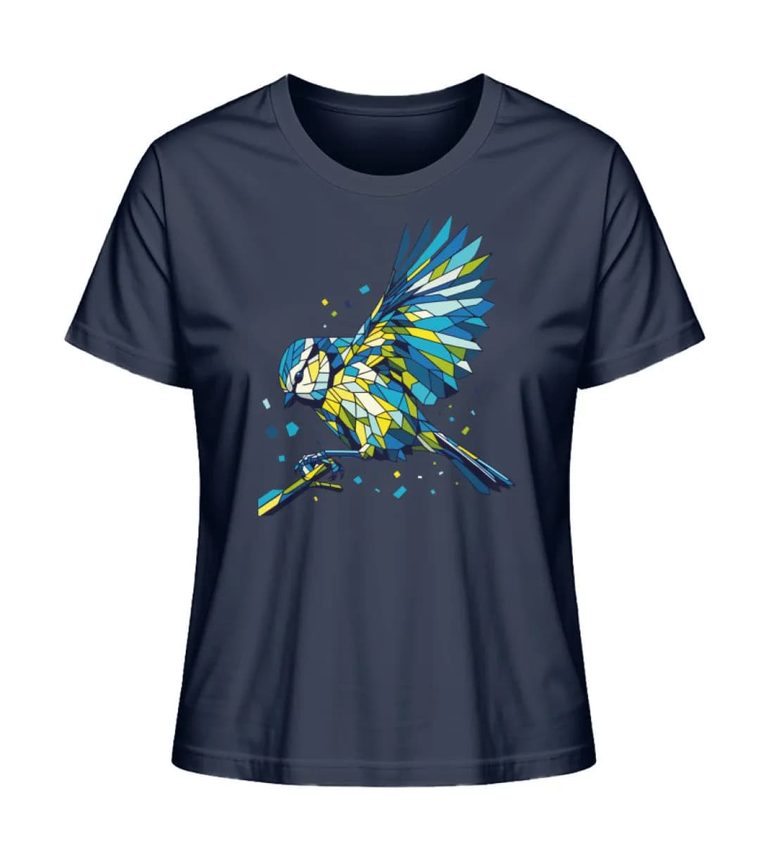 Blaumeise Polygon bunt - Damen Premium Bio Shirt