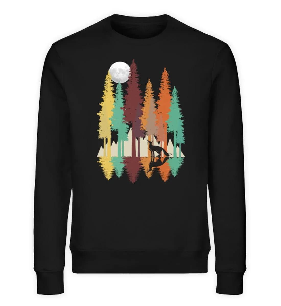 Fuchs im Wald mit Mond - Unisex Bio Sweatshirt