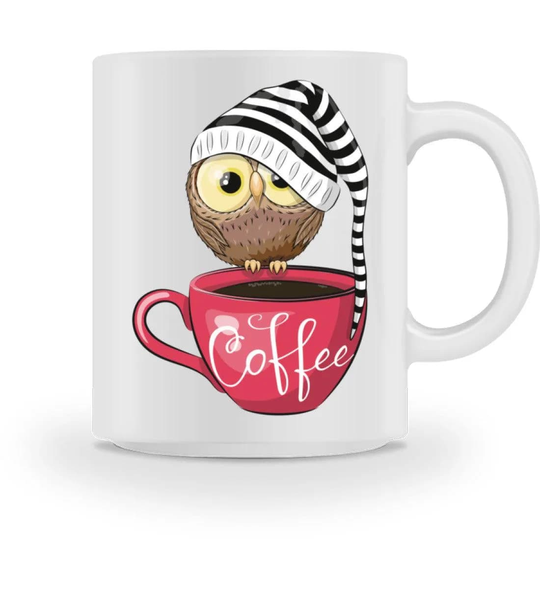 Eule auf Tasse mit Mütze - Tasse