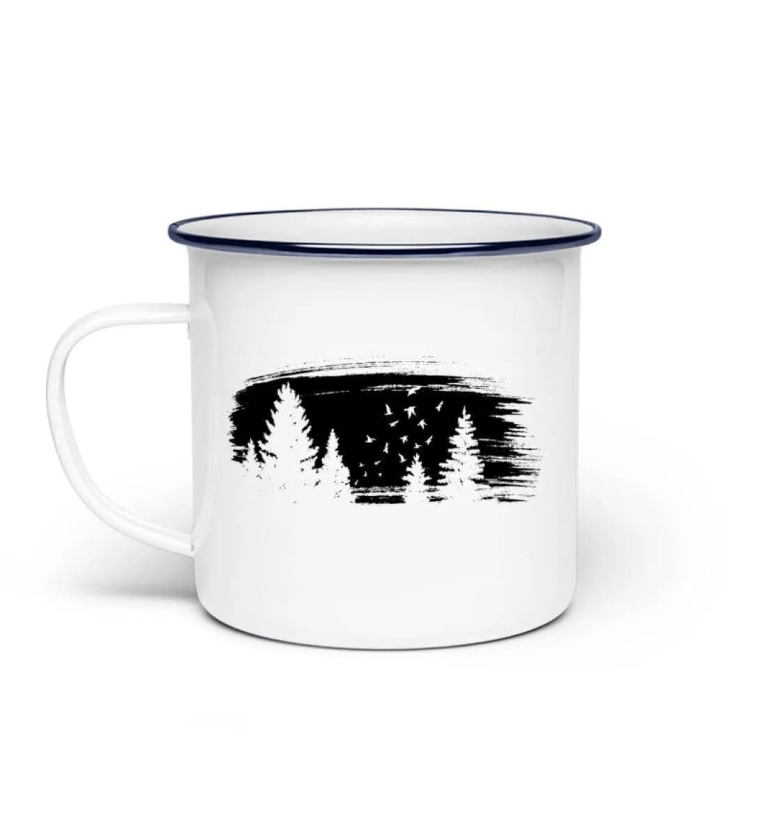 Wald mit Vögeln - Emaille Tasse
