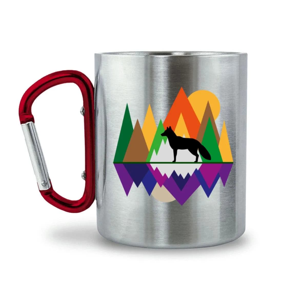 Fuchs im Wald Geometrisch - Edelstahltasse mit Karabinergriff