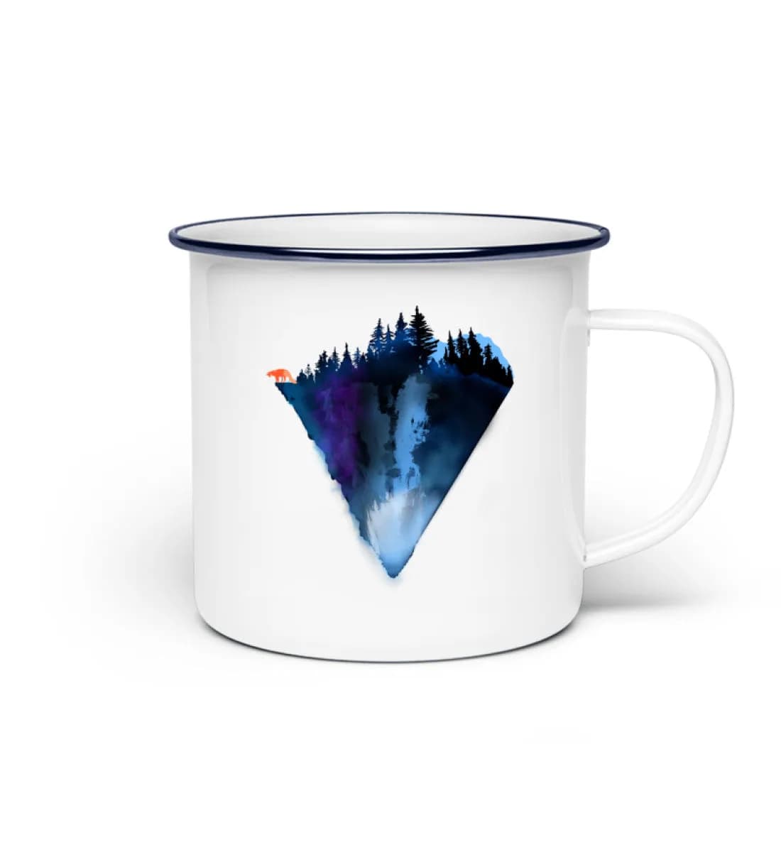Dreiecksberg mit Fuchs - Emaille Tasse