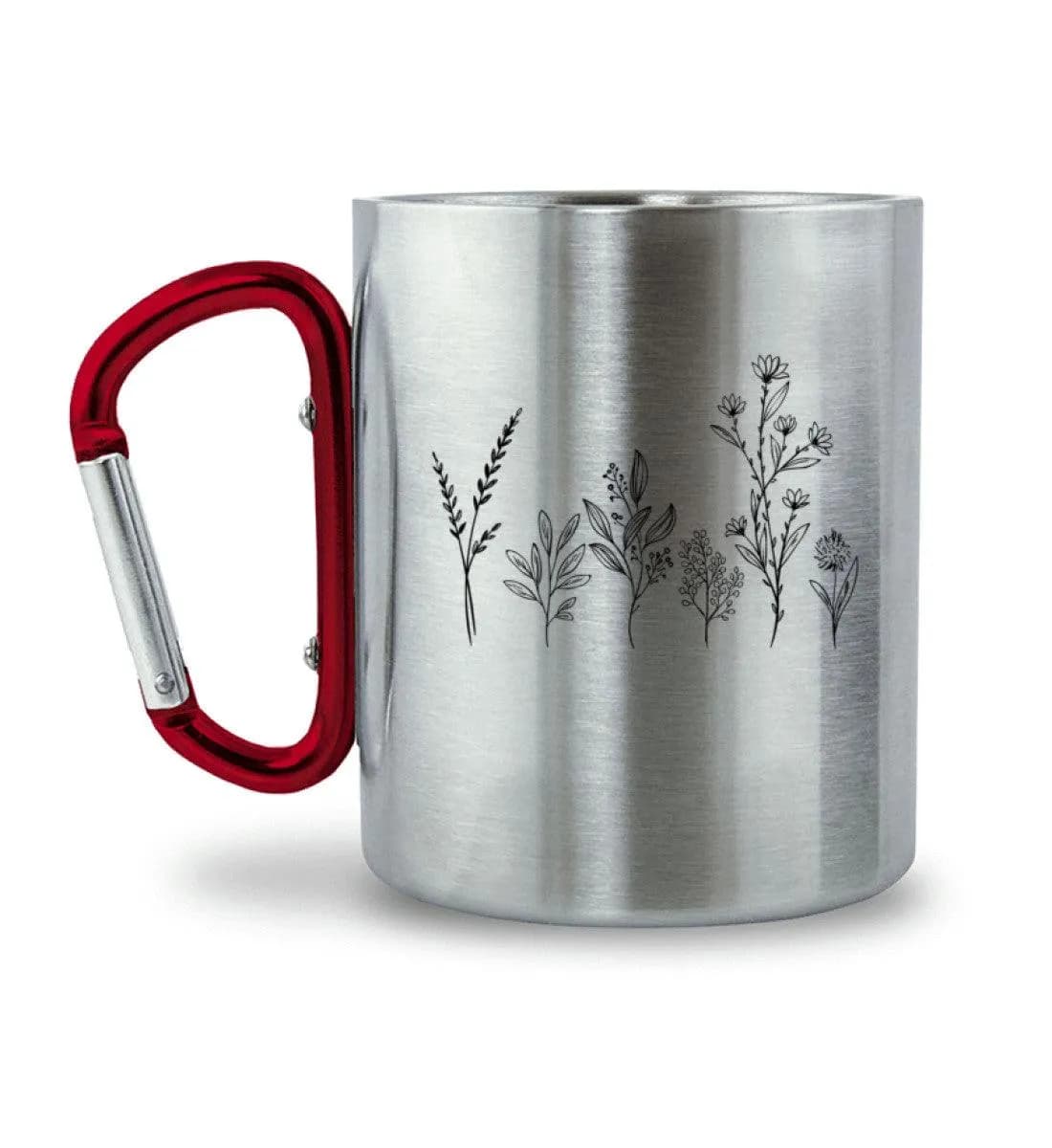 Blumen - Edelstahltasse mit Karabinergriff