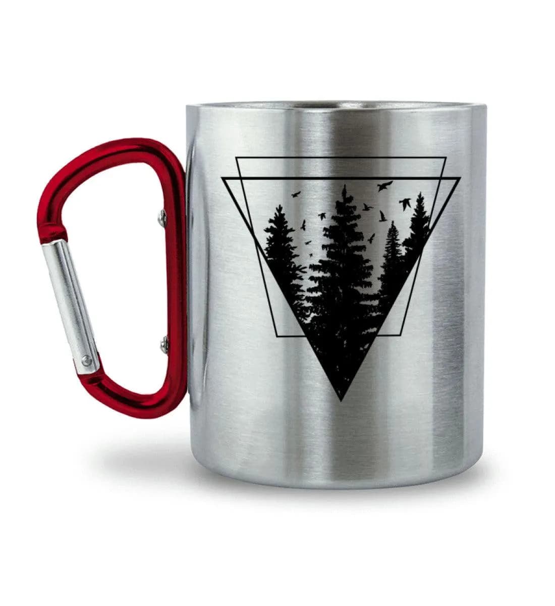 Wald im Dreieck - Edelstahltasse mit Karabinergriff
