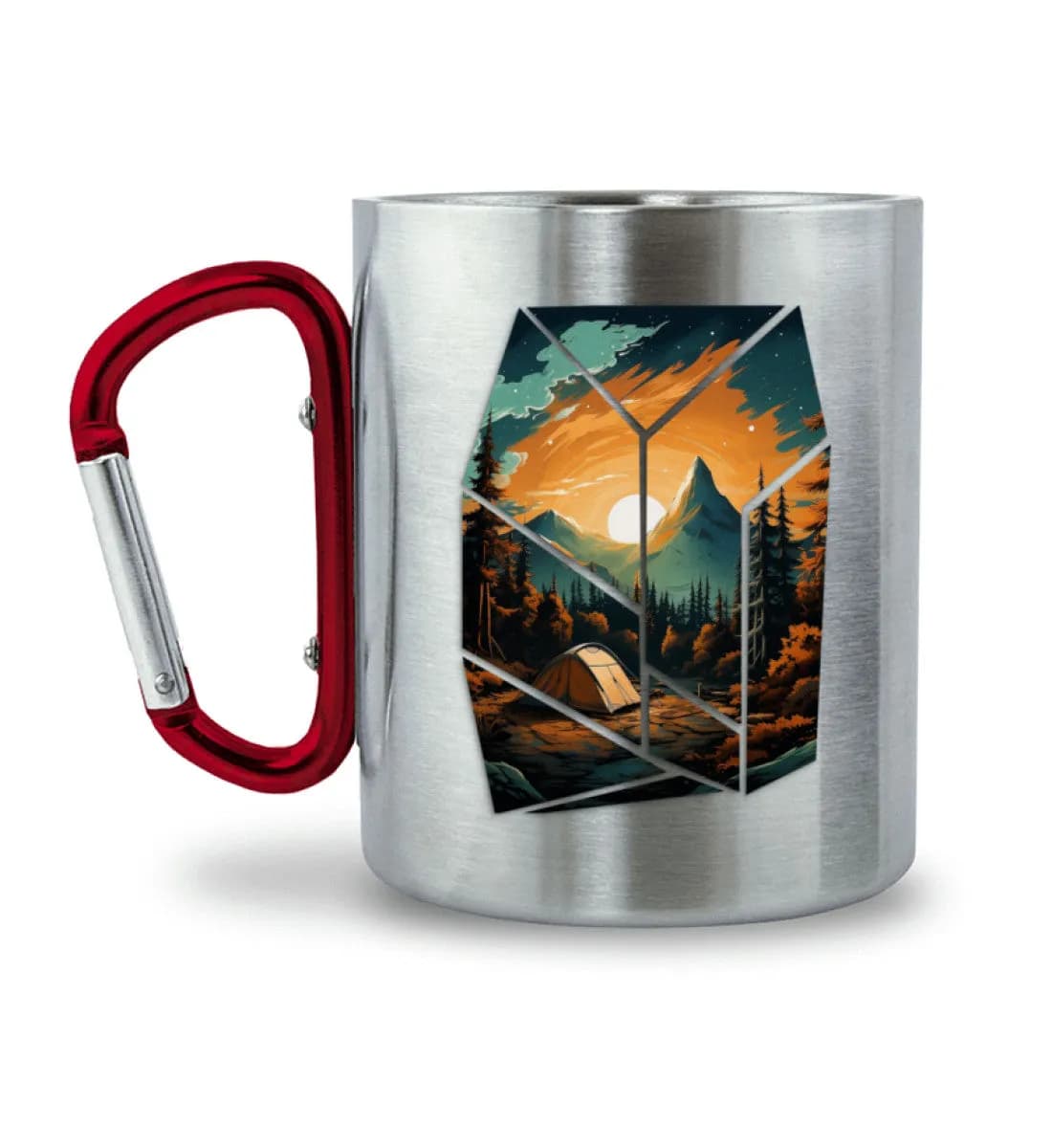 Camping in nature - Edelstahltasse mit Karabinergriff