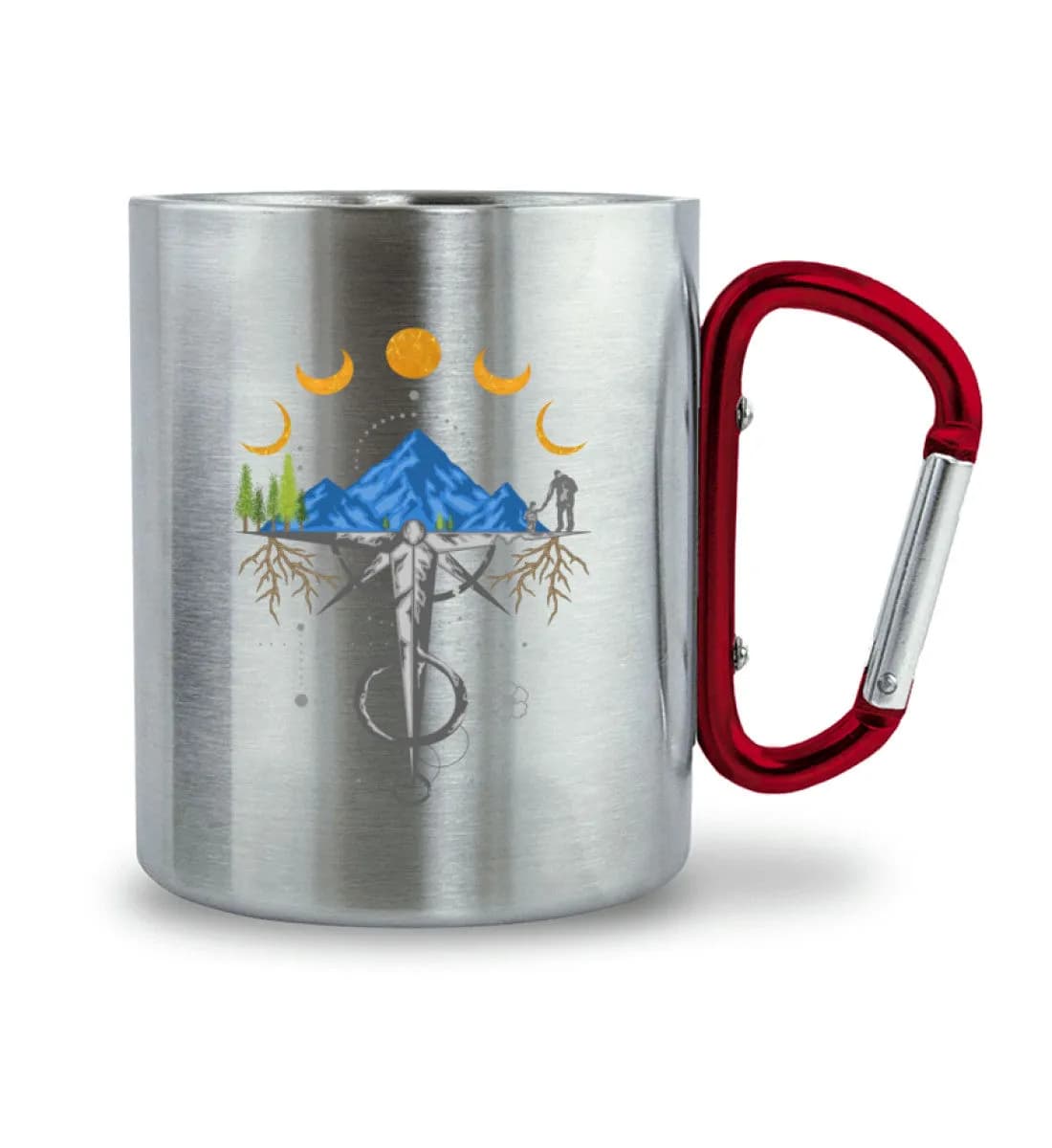Harmonie der Berge - Edelstahltasse mit Karabinergriff