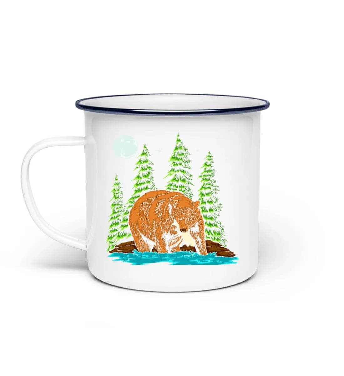 Bär fängt Fisch - Emaille Tasse