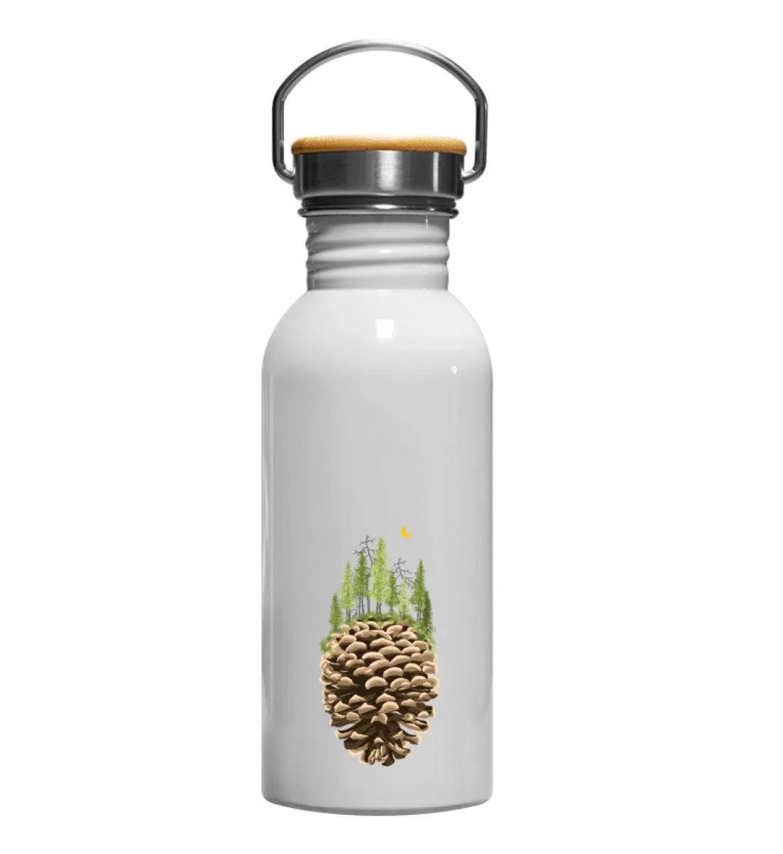 Bäume auf Tannenzapfen - Edelstahl Trinkflasche
