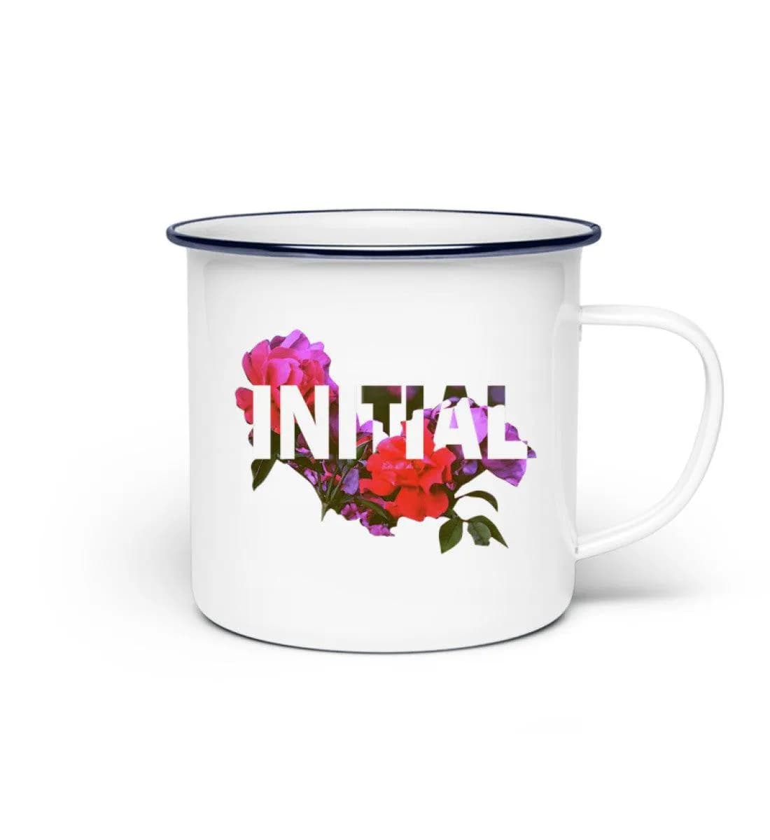 Initial Flowers - Emaille Tasse