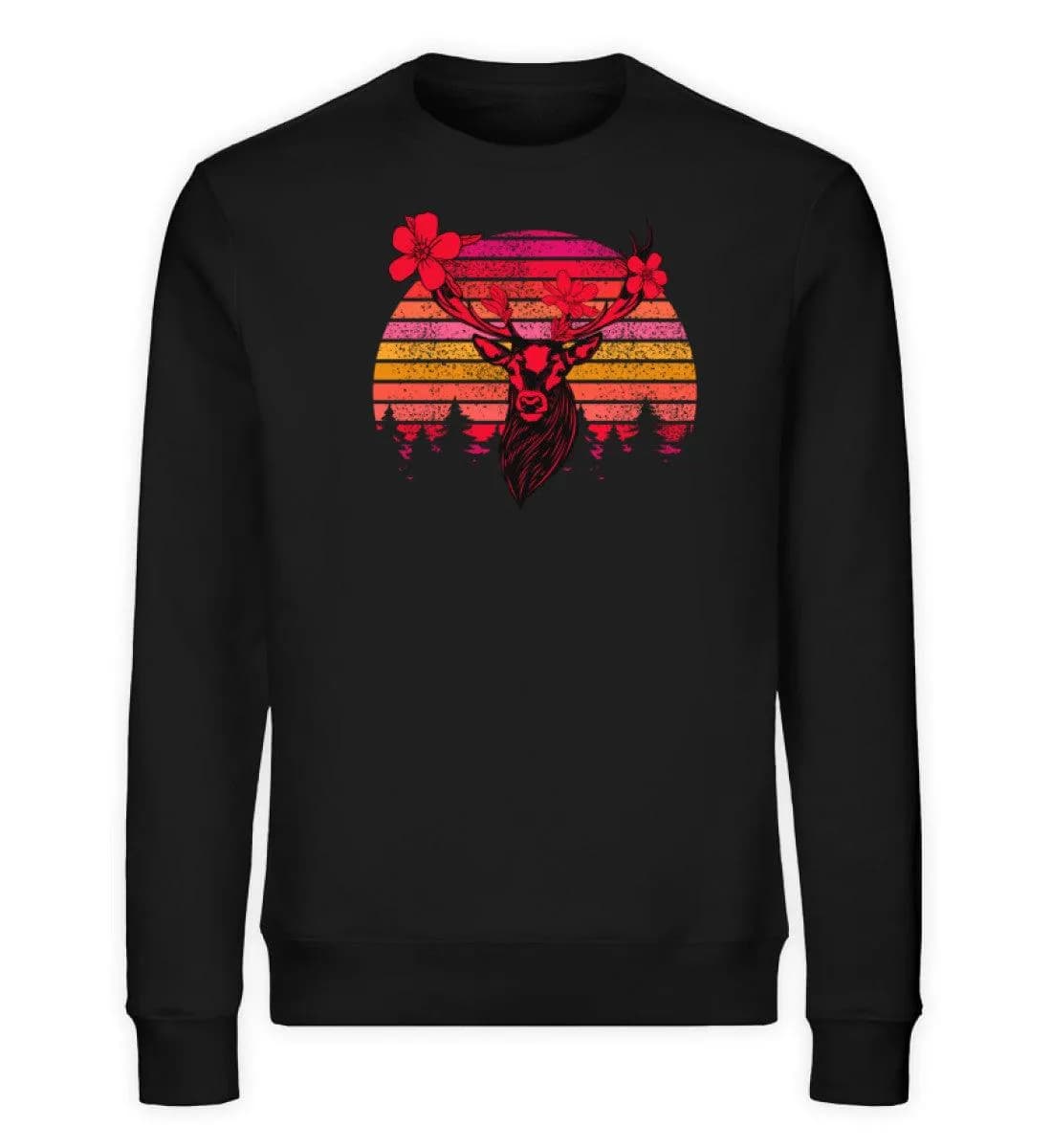 Retro Blumenhirsch - Unisex Bio Sweatshirt
