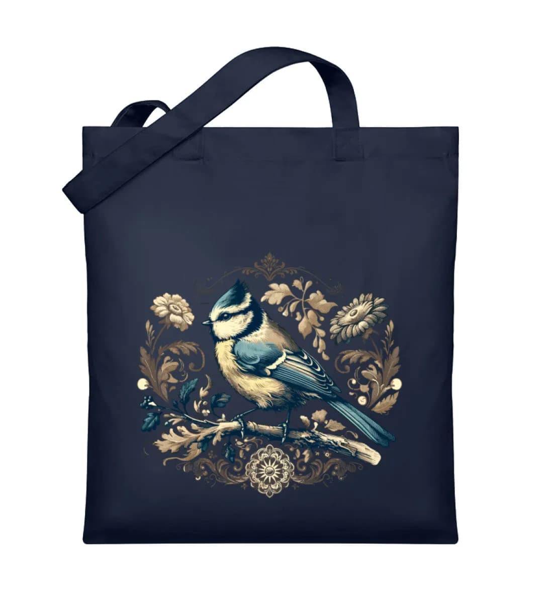 Blaumeise Retroblumen - Organic Jutebeutel