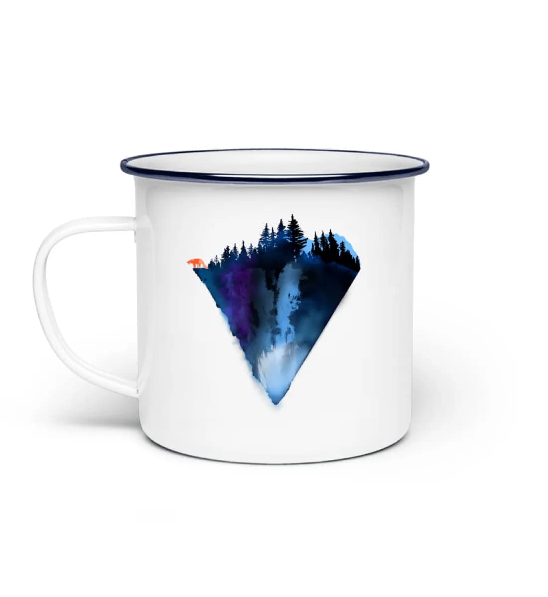 Dreiecksberg mit Fuchs - Emaille Tasse