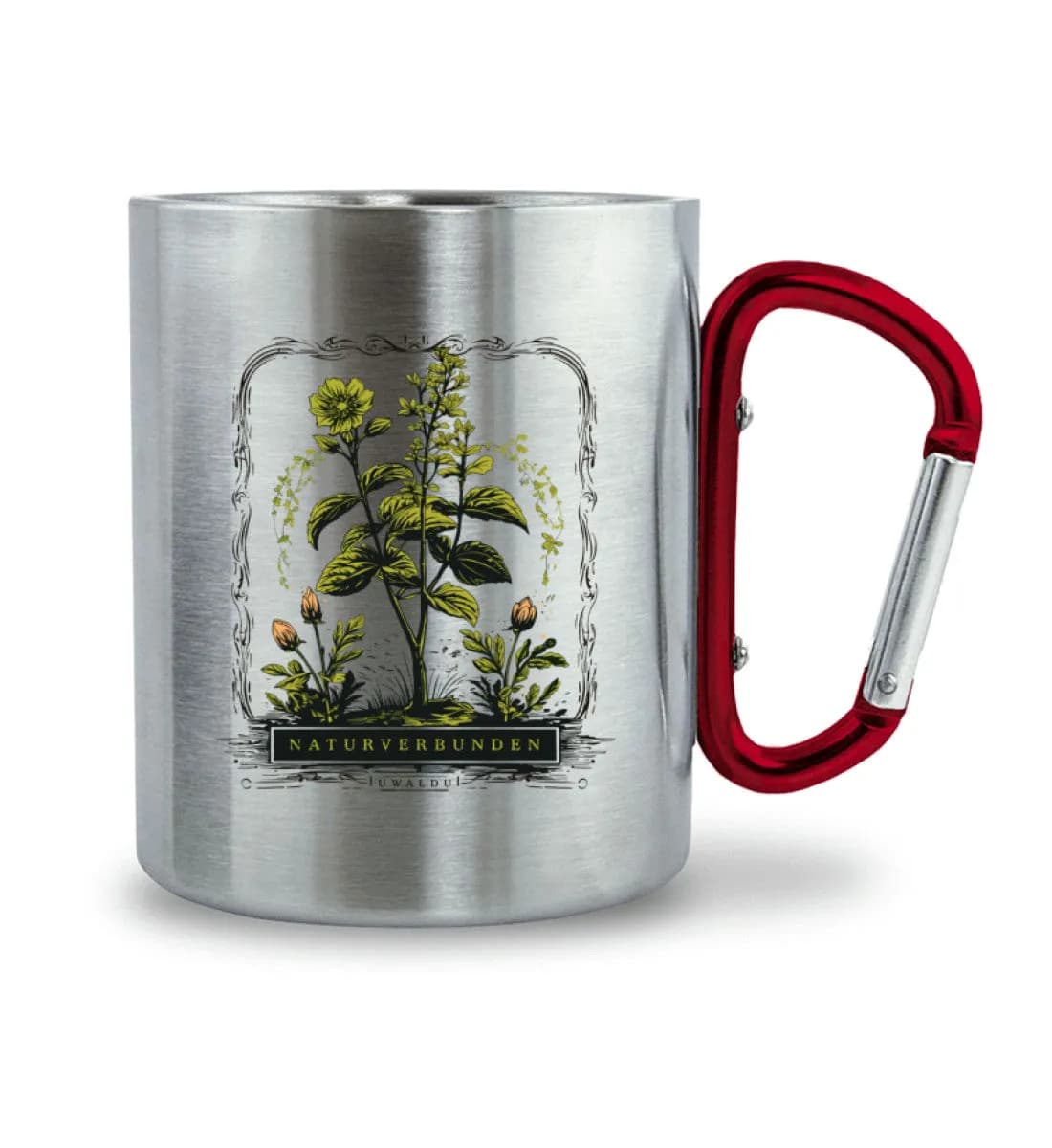 Naturverbunden - Edelstahltasse mit Karabinergriff
