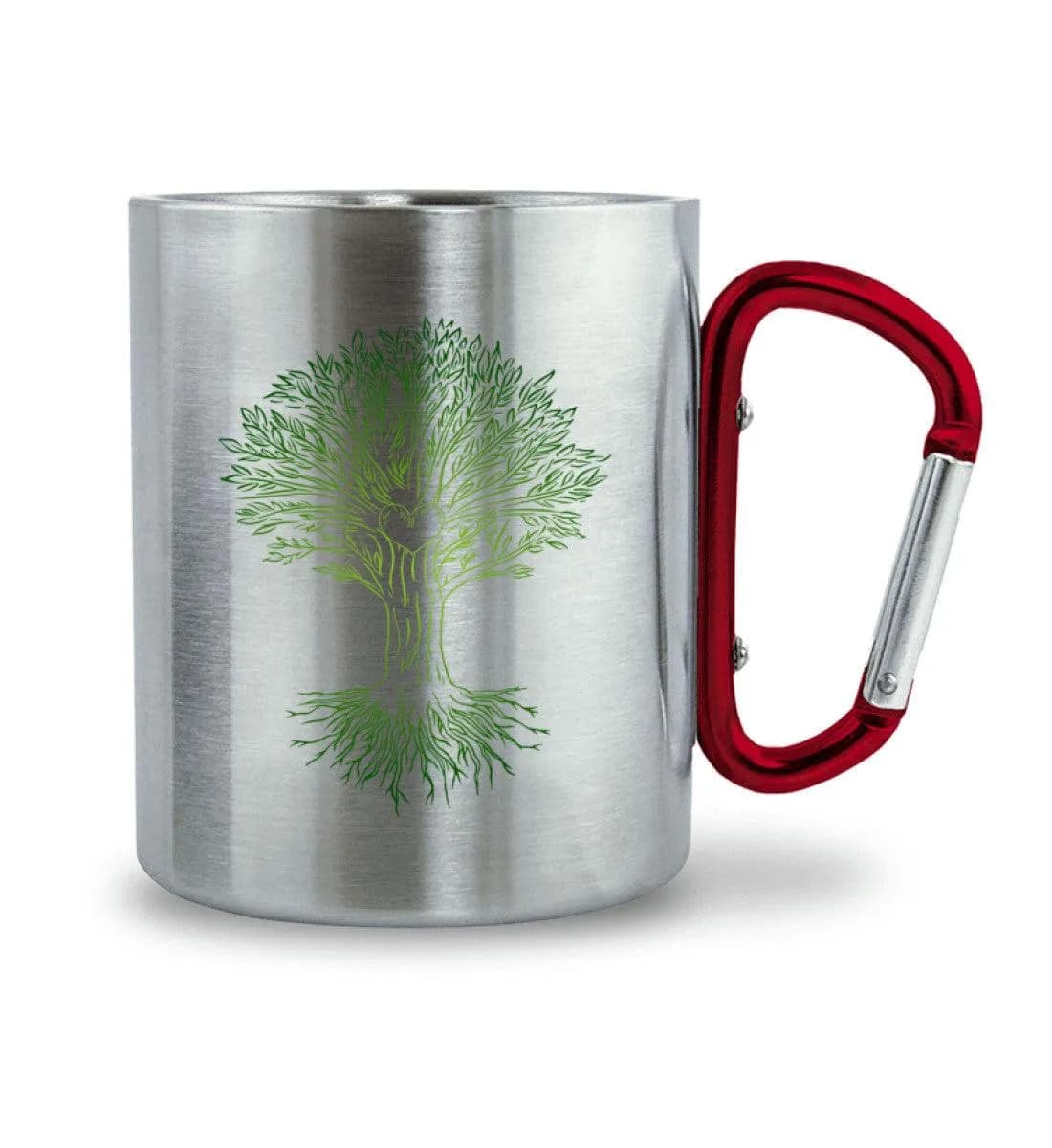 Herzbaum - Edelstahltasse mit Karabinergriff