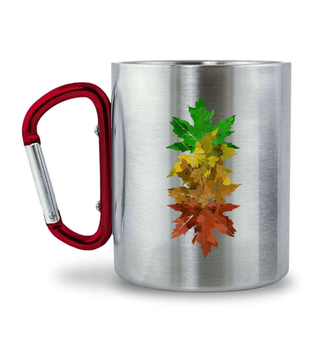 Ahornblätter - Edelstahltasse mit Karabinergriff