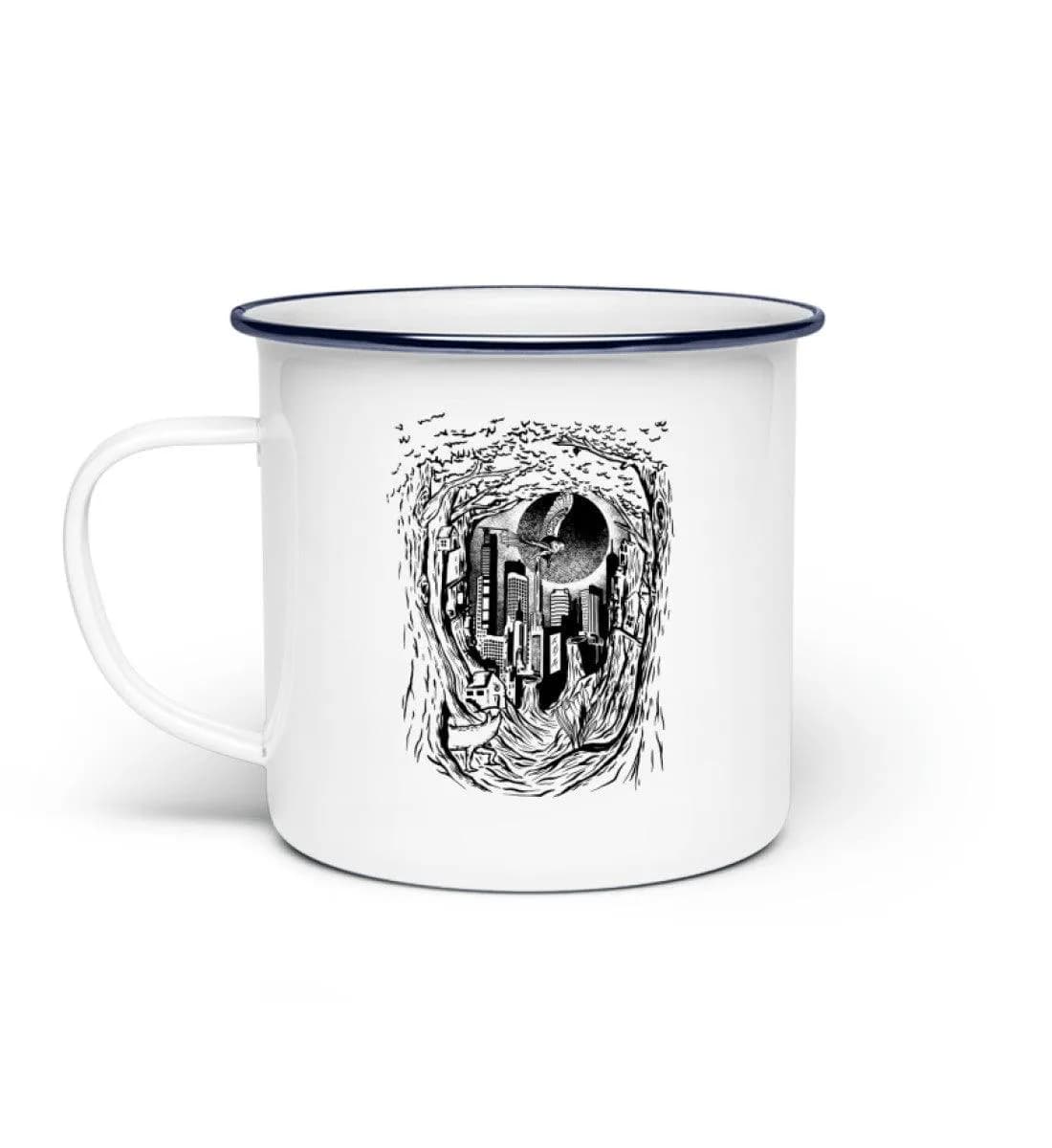Stadt im Wald - Emaille Tasse