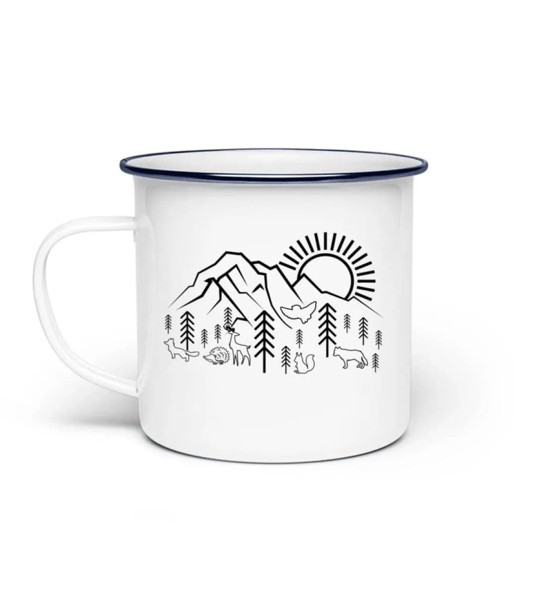 Berge Sonne Tiere - Emaille Tasse