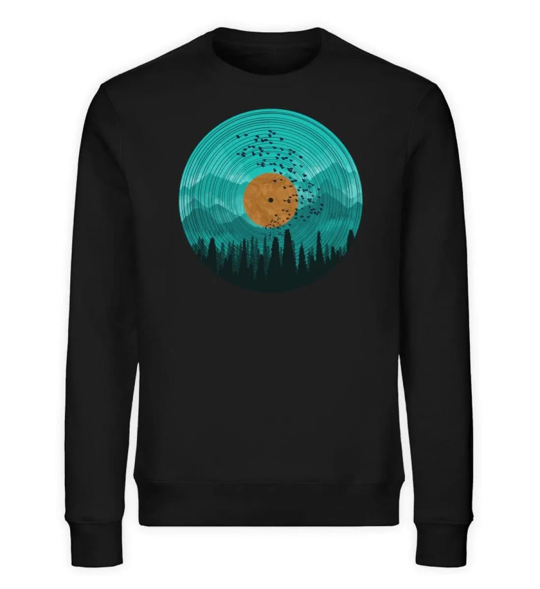 Wald auf Schallplatte türkis - Unisex Bio Sweatshirt