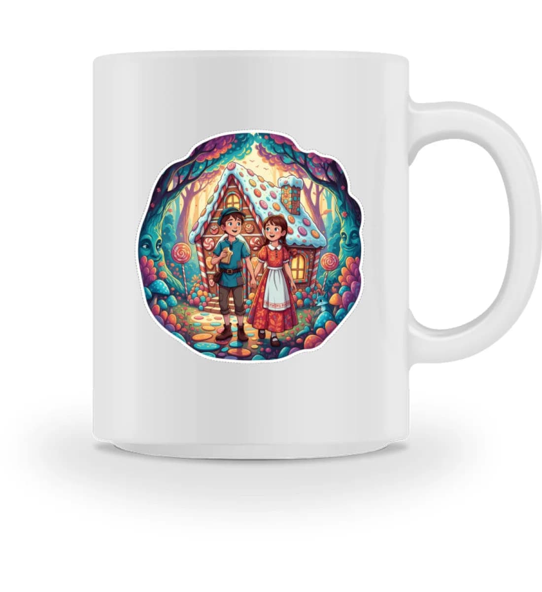 Hänsel und Gretel haben ein Lebkuchenhaus gefunden  - Tasse