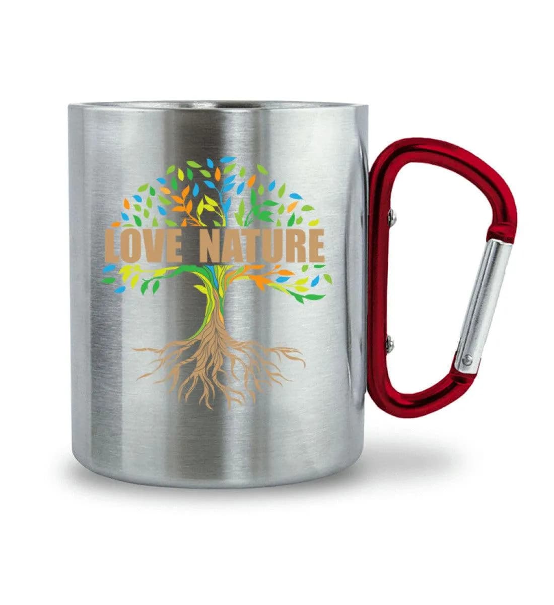Love Nature Tree - Edelstahltasse mit Karabinergriff