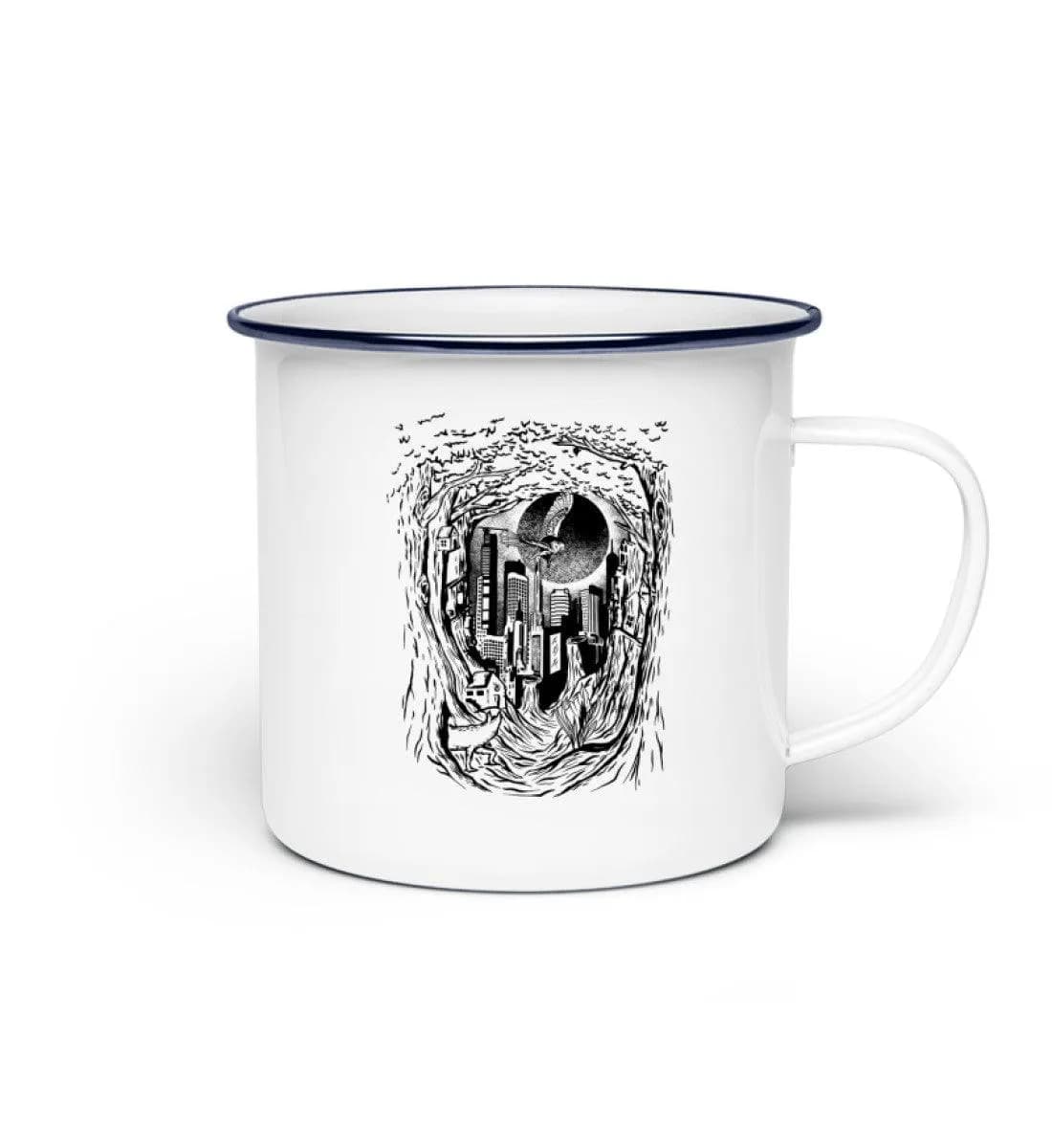Stadt im Wald - Emaille Tasse