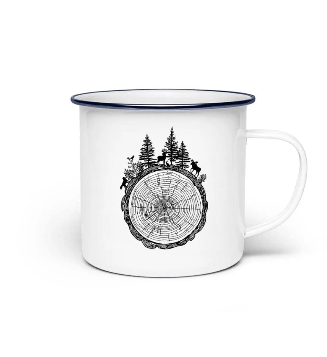 Wald auf Baumquerschnitt - Emaille Tasse