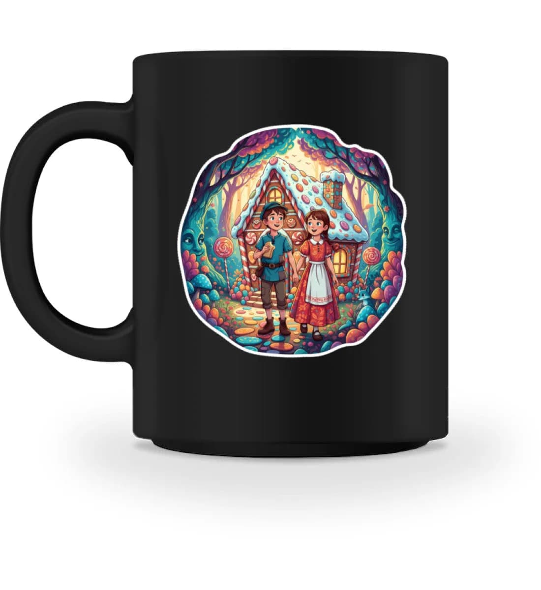 Hänsel und Gretel haben ein Lebkuchenhaus gefunden  - Tasse