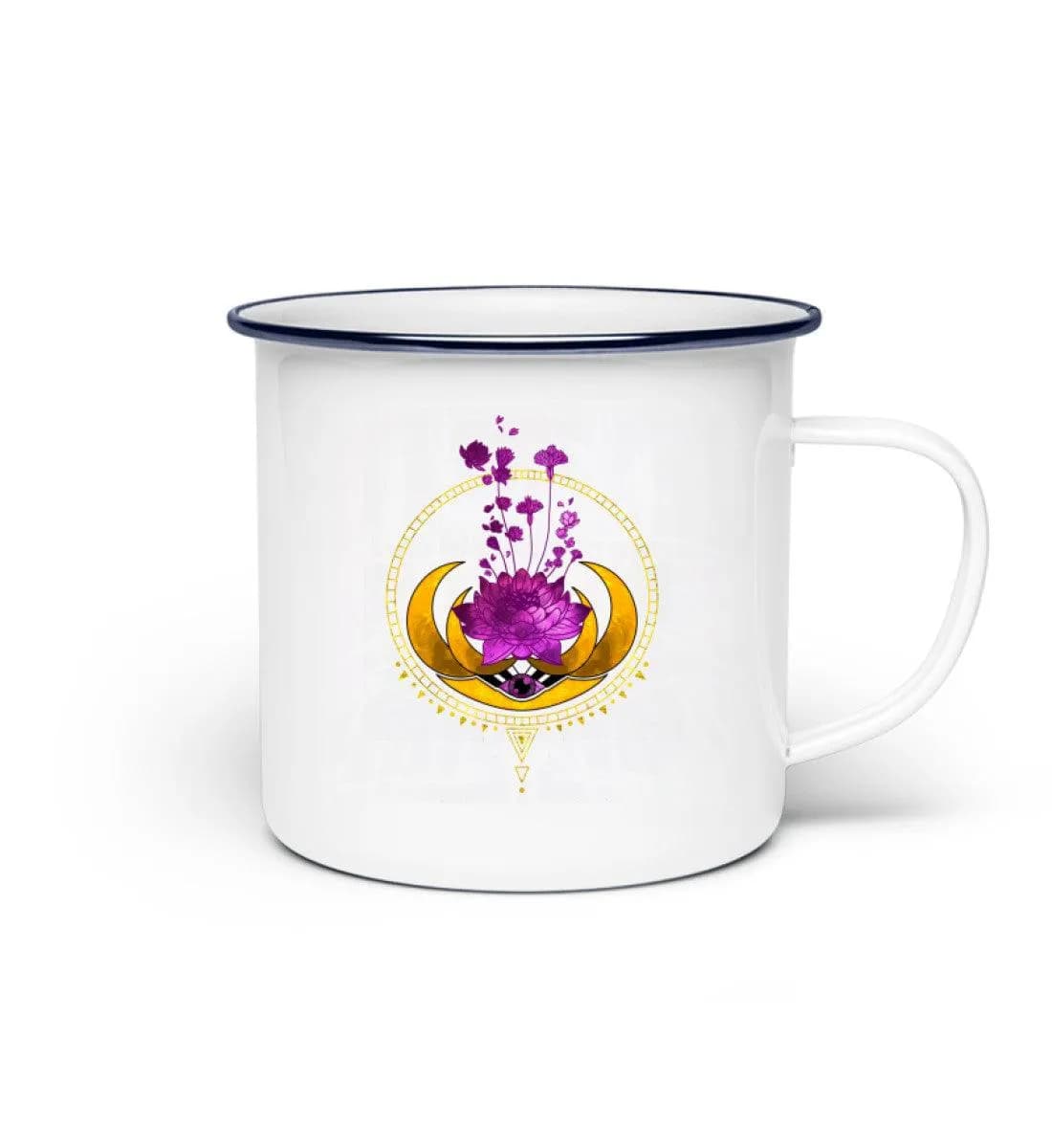 Lotusblume mit Monden - Emaille Tasse