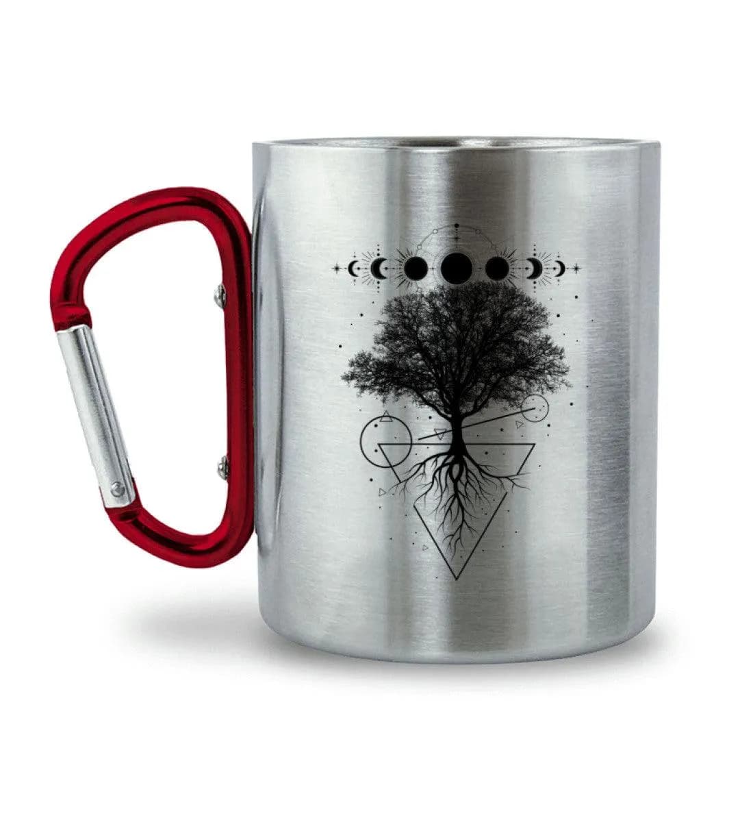 Baum Mondphasen - Edelstahltasse mit Karabinergriff