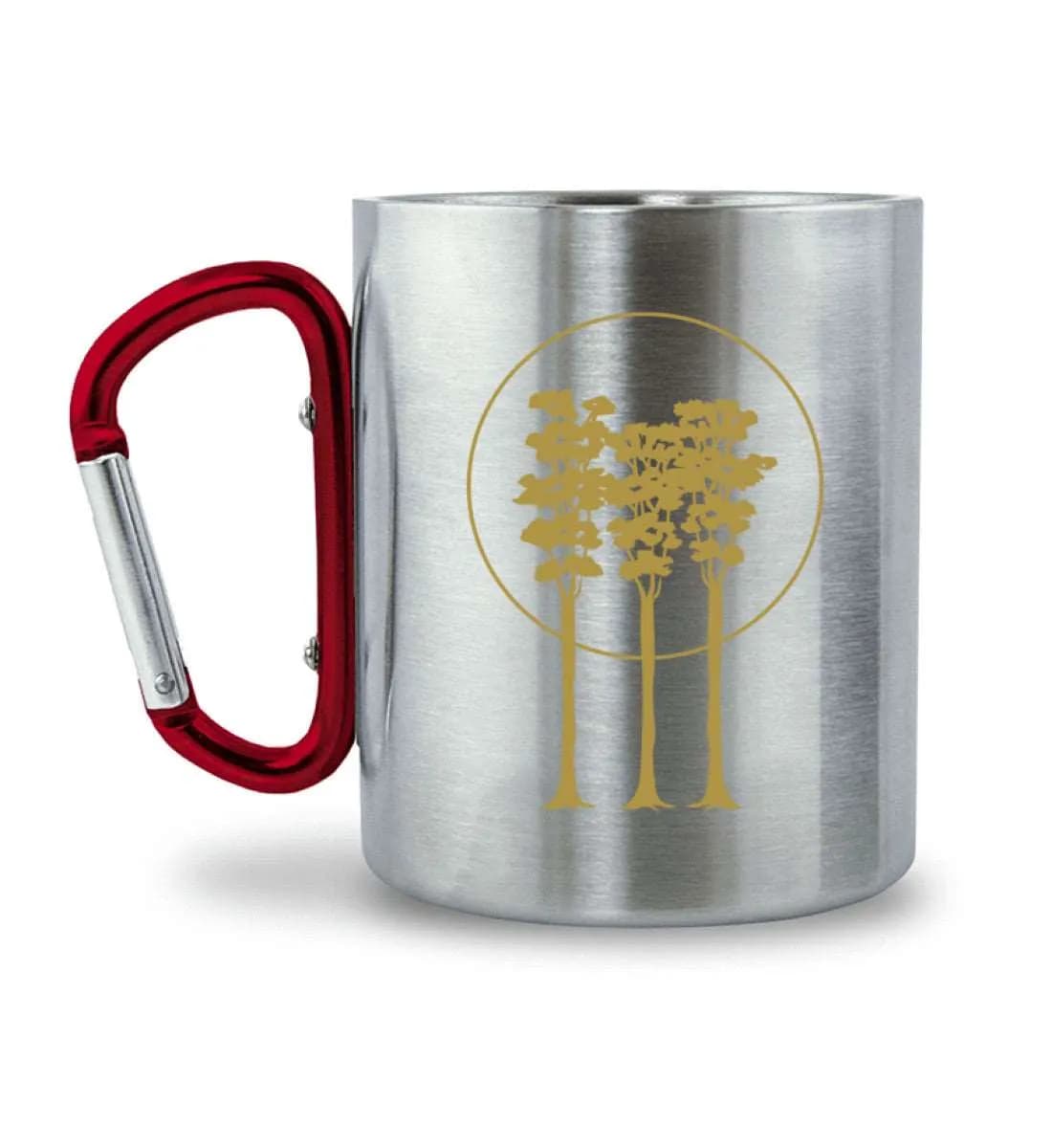 3 golden Trees - Edelstahltasse mit Karabinergriff