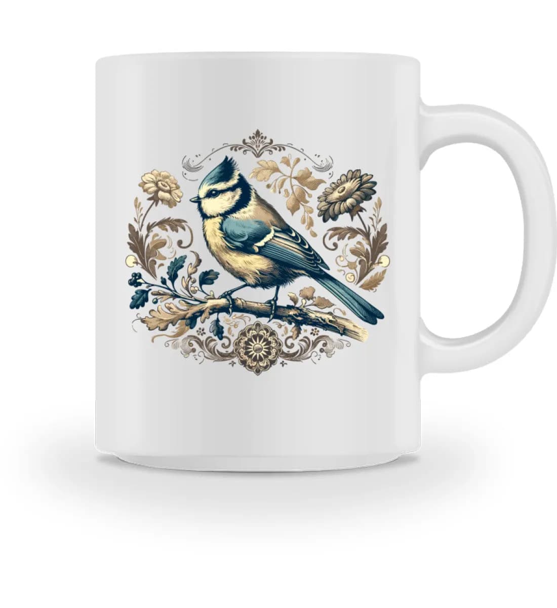 Blaumeise Retroblumen - Tasse