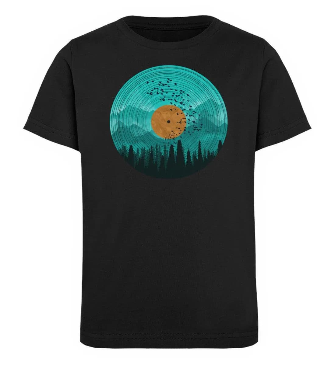 Wald auf Schallplatte türkis - Kinder Bio T-Shirt