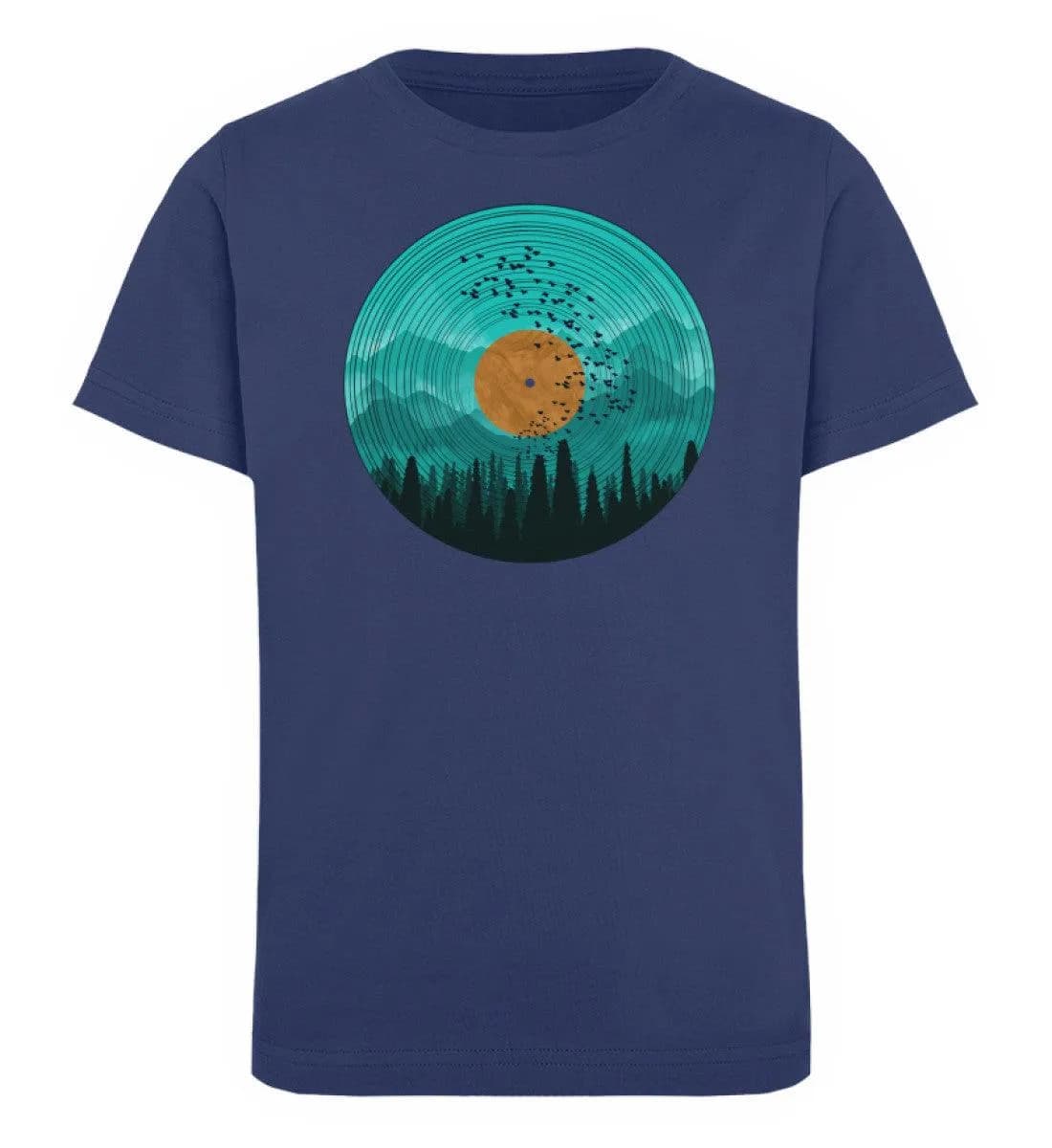 Wald auf Schallplatte türkis - Kinder Bio T-Shirt