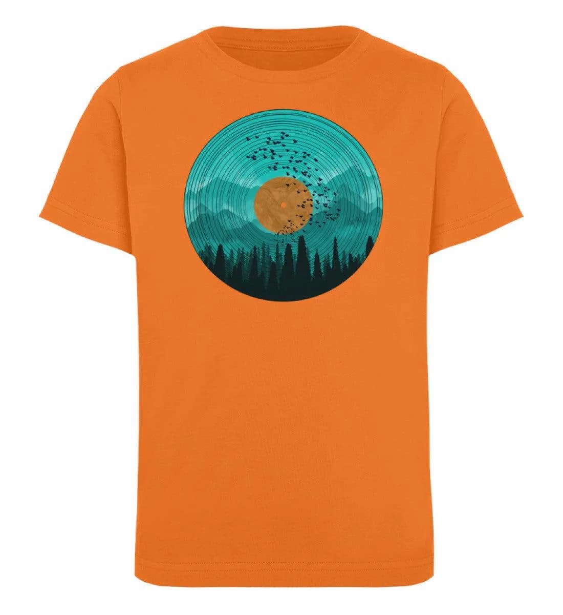 Wald auf Schallplatte türkis - Kinder Bio T-Shirt