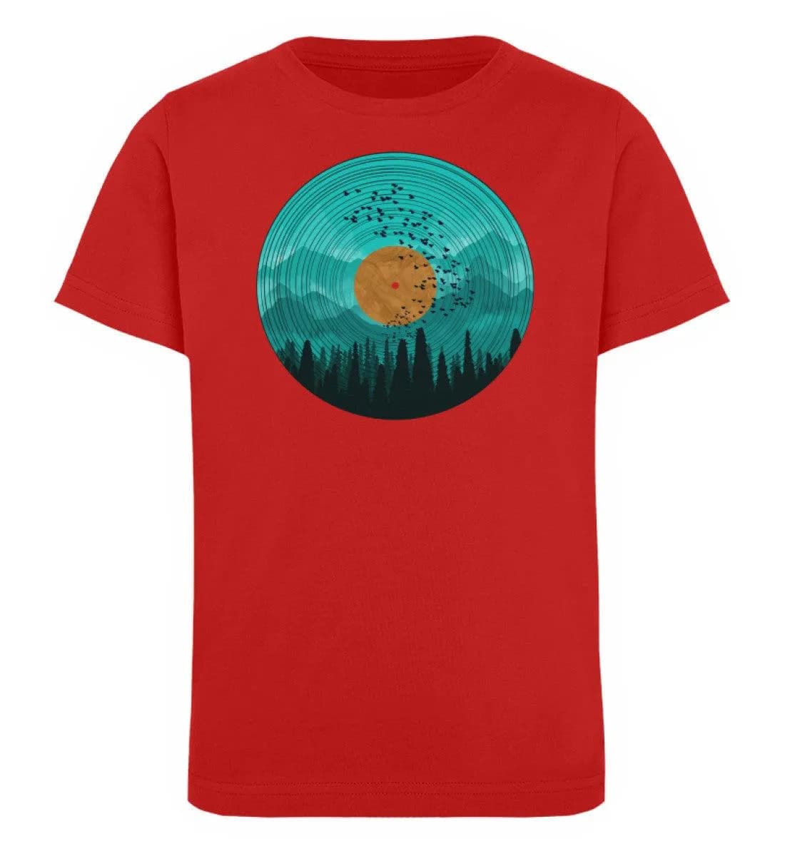 Wald auf Schallplatte türkis - Kinder Bio T-Shirt