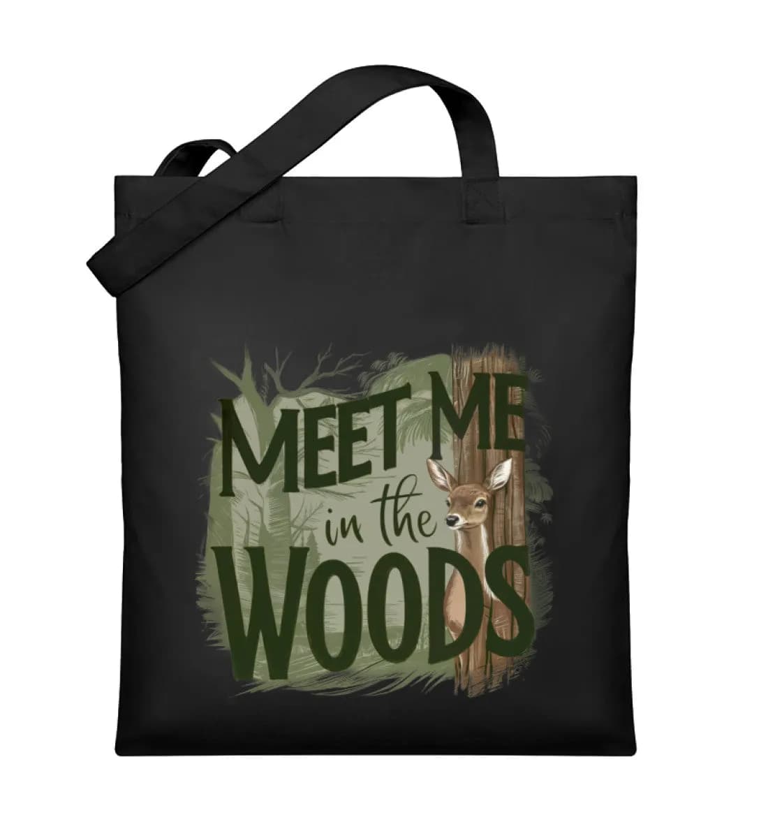Meet me in the woods deer - Organic Jutebeutel
