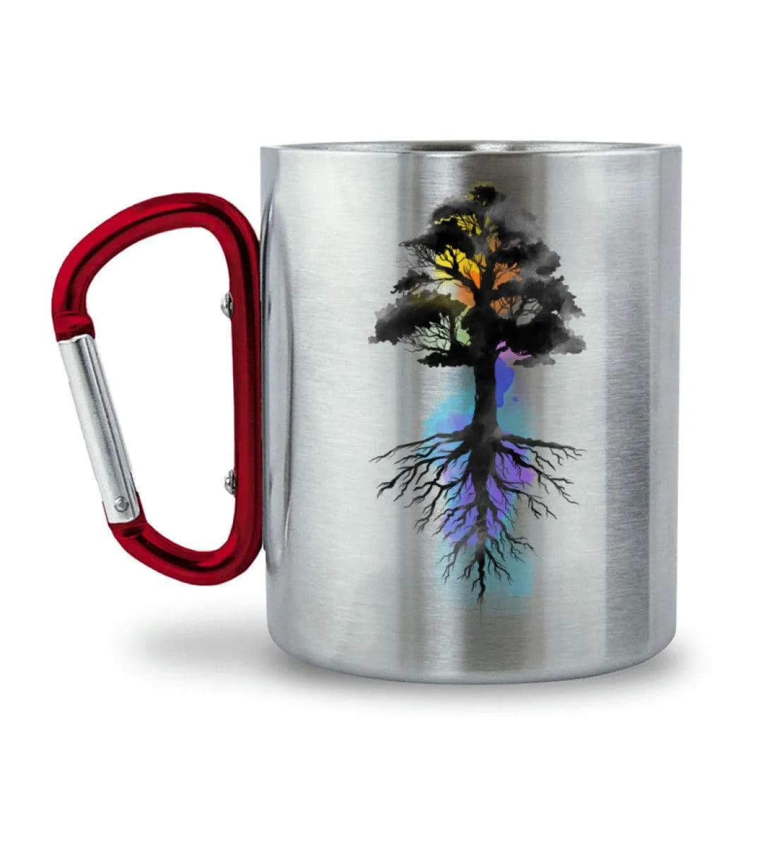 Watercolor Tree - Edelstahltasse mit Karabinergriff