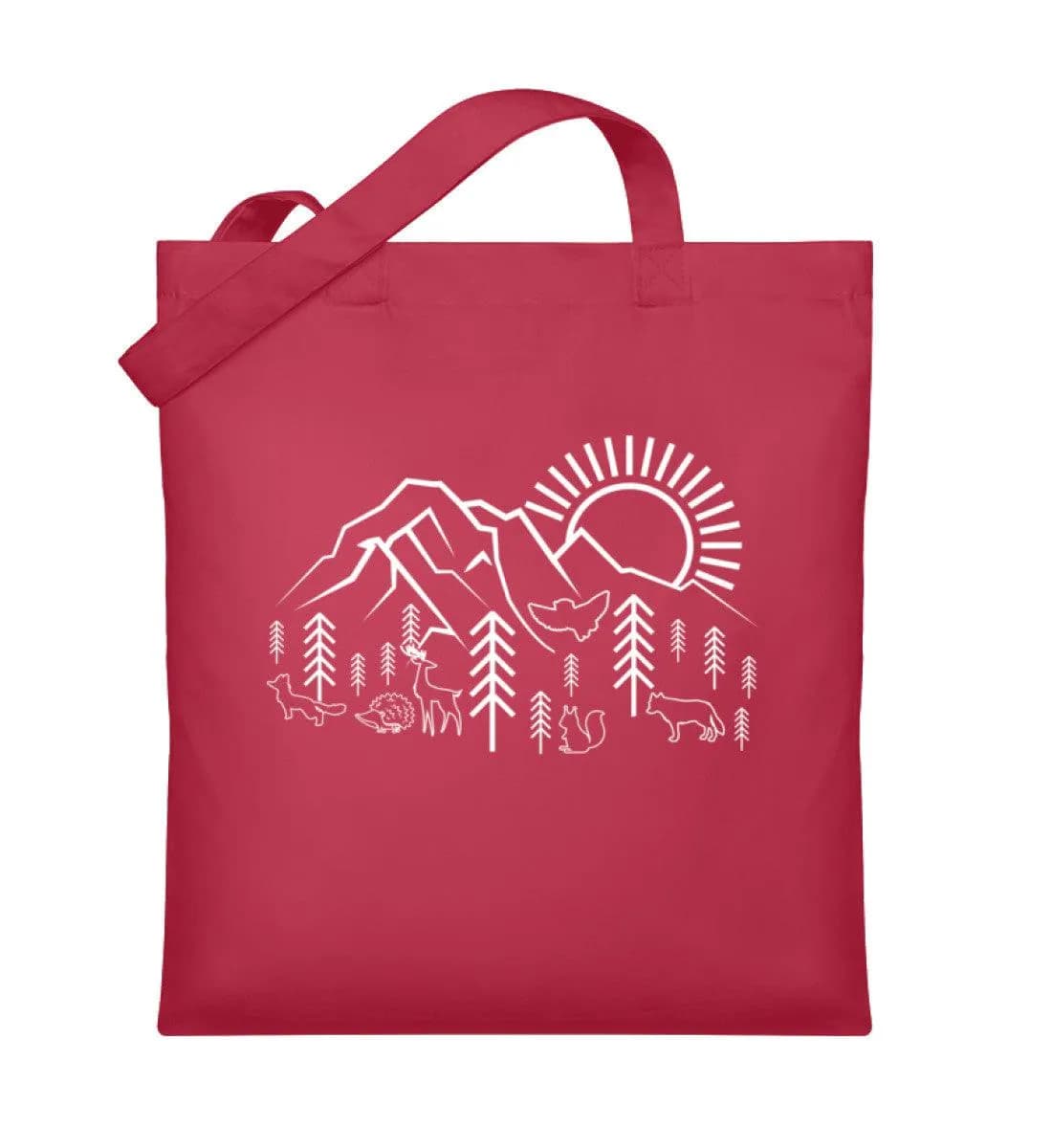 Berge Sonne Tiere - Organic Jutebeutel