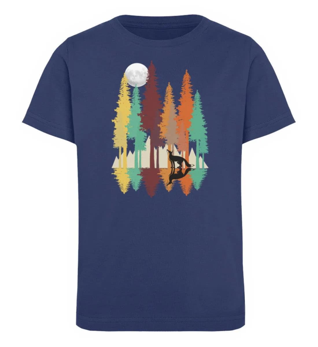 Fuchs im Wald mit Mond - Kinder Bio T-Shirt