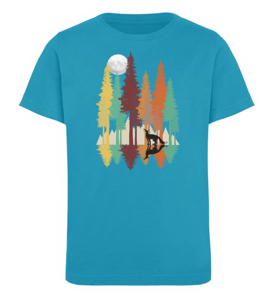 Fuchs im Wald mit Mond - Kinder Bio T-Shirt
