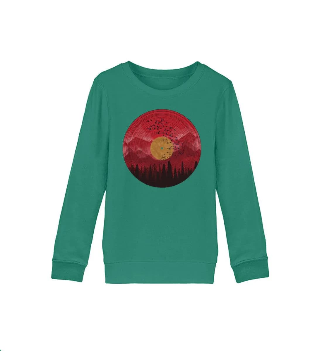 Wald auf Schallplatte rot - Kinder Bio Sweatshirt