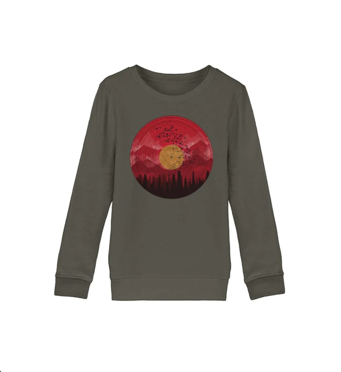 Wald auf Schallplatte rot - Kinder Bio Sweatshirt