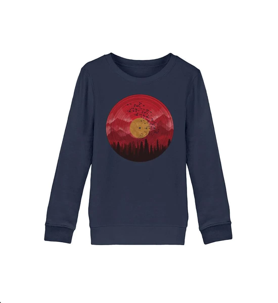 Wald auf Schallplatte rot - Kinder Bio Sweatshirt
