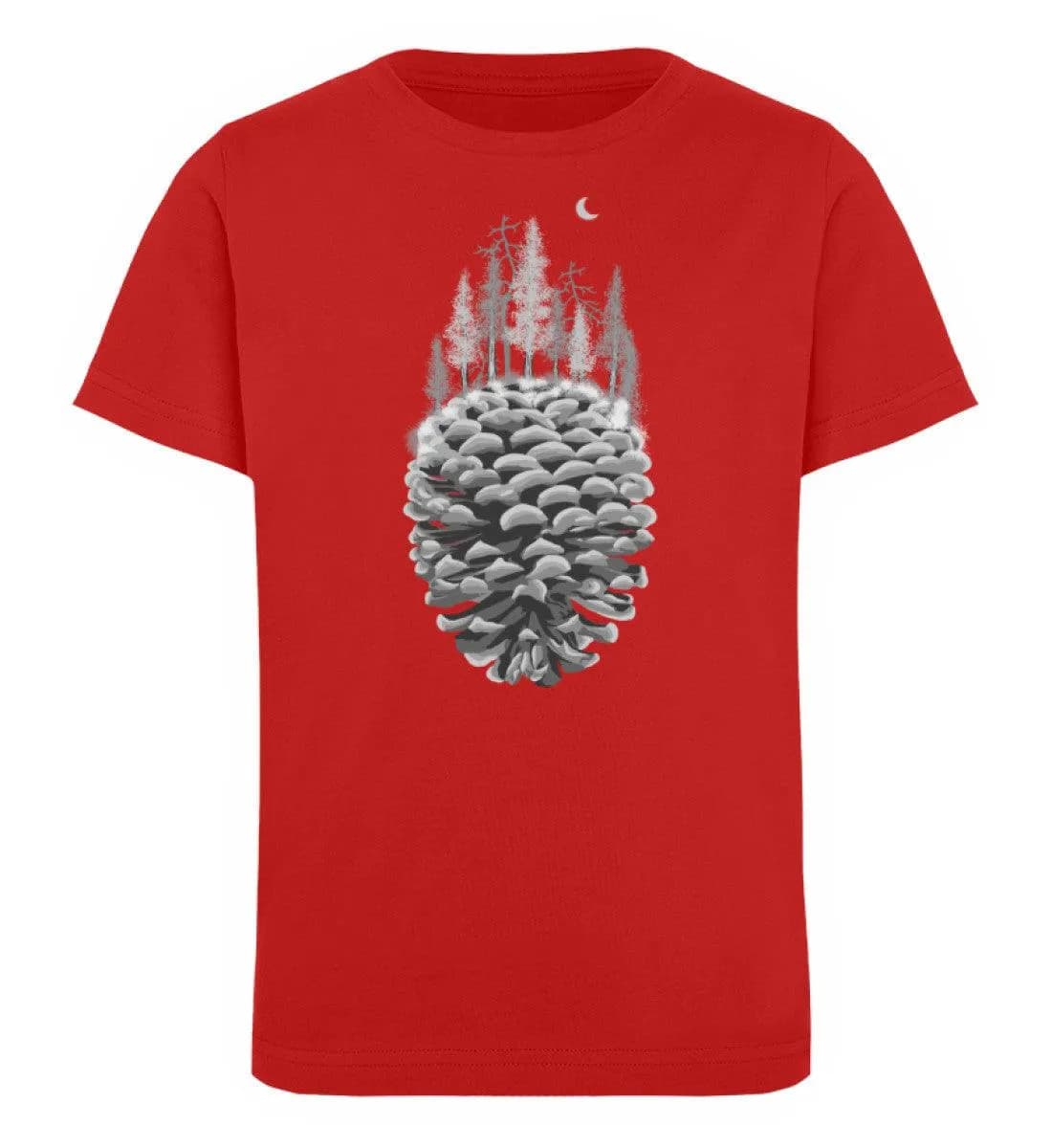 Bäume auf Tannenzapfen grau - Kinder Bio T-Shirt
