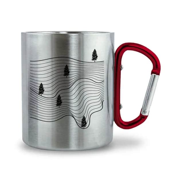 Sweeping Lines - Edelstahltasse mit Karabinergriff
