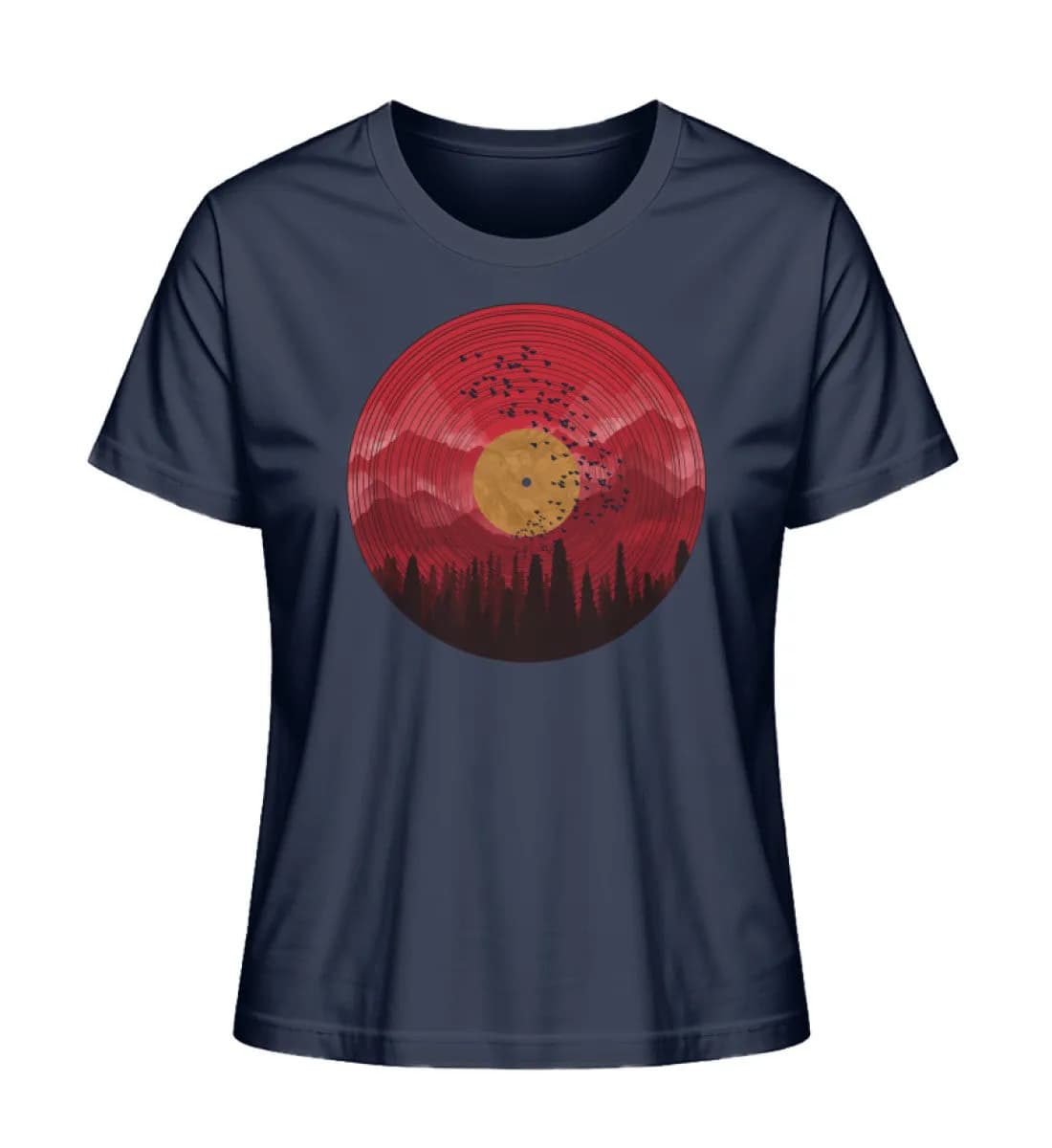 Wald auf Schallplatte rot - Damen Premium Bio Shirt