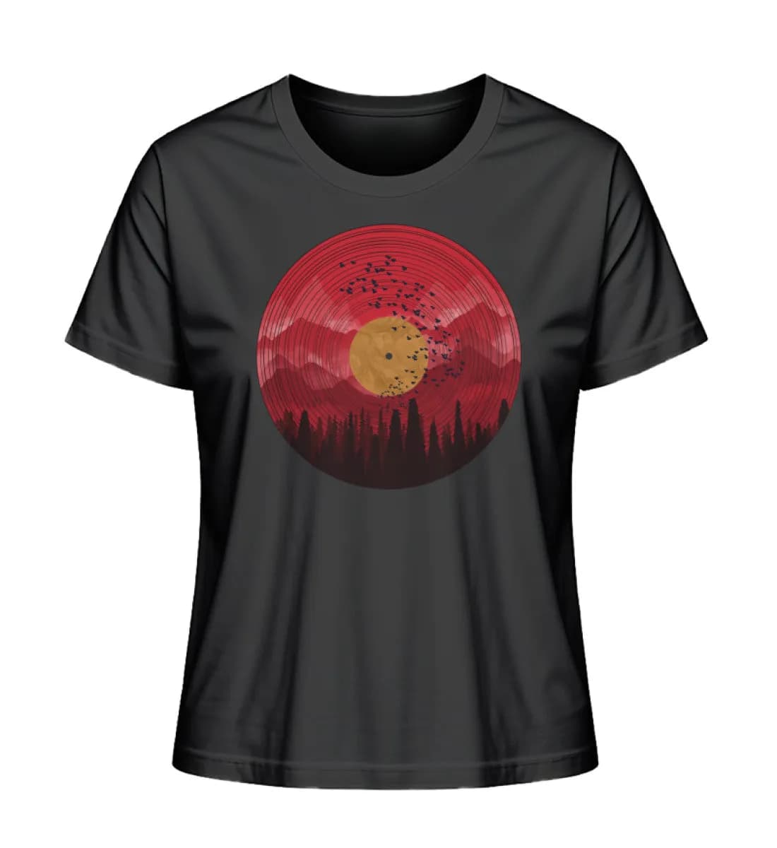 Wald auf Schallplatte rot - Damen Premium Bio Shirt