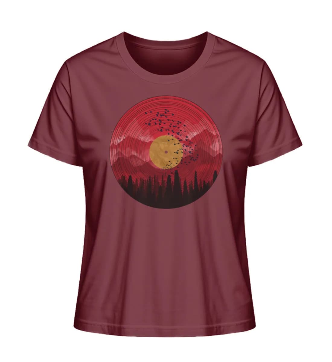 Wald auf Schallplatte rot - Damen Premium Bio Shirt