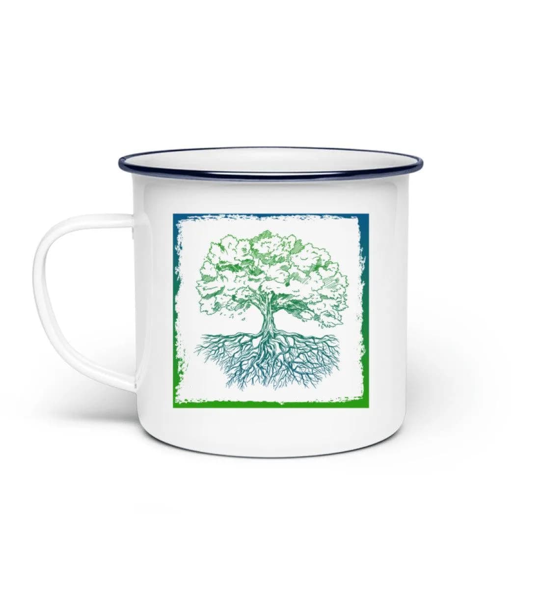 Baum im Rahmen - Emaille Tasse